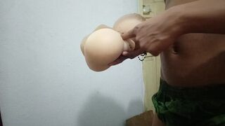 Breeding my fake pussy toy with my fingers. Worshipping fake ass