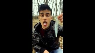 I found straight friend´s condom after night picnic, so I enjoy his cum