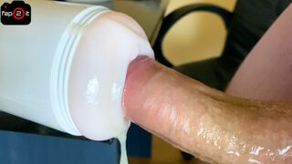 Moaning Guy with Big Dick Fucking a Tight Fleshlight until Intense Orgasm Cumshot - 4K