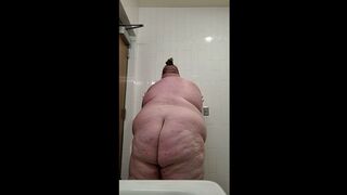 Plump Fatty Strips in Public Restroom