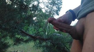 Young twink guy's local cruising forest-beach handjob and plenty of sperm for you