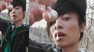 Jon Arteen masturbates his twink cock, ejaculates cum dripping sticky to his fingers