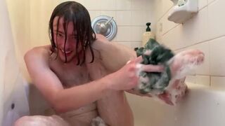 Scrubbing my feet and the rest of my body