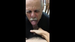 Old Daddy Give Me Blowjob And Eat My Cum