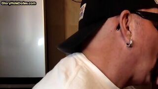 Homemade Gloryhole DILF Sucks Cock In BJ And HJ Closeup