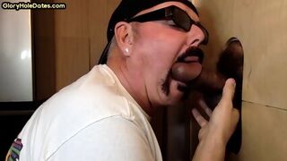 Gloryhole Amateur DILF Sucking And Tugging Black Cock