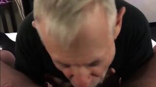 Silver Daddy Sucks Thick Young Black Cock