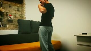 A young guy fucks himself hard in the throat and ass with a dildo