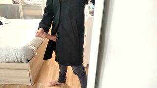 Elegant Man Masturbates His Big Fat Dick and Empties His Cum In Front Of The Mirror