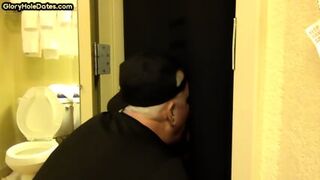Gloryhole BJ DILF Sucks Besides Open Door Of Toilet