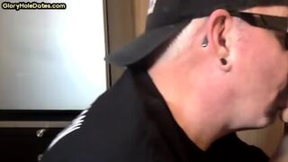 Gloryhole Amateur DILF Sucks Penis In Homemade Closeup