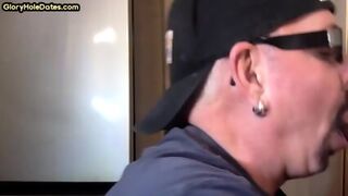 Closeup Gloryhole Lover DILF Sucks Cock In Amateur Blowjob