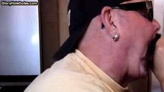 Gloryhole Blowjob Gaydaddy Sucks Penis With His Greedy Mouth