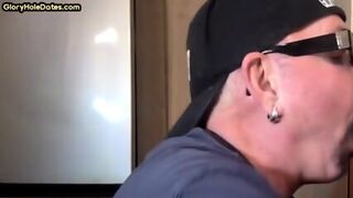 Amateur Gaydaddy Sucks Gloryhole Penis In Homemade Closeup