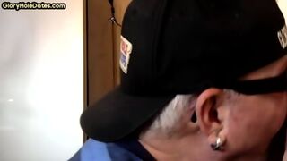 Mature Gay Bottom Gloryhole Fucked In Closeup After BJ