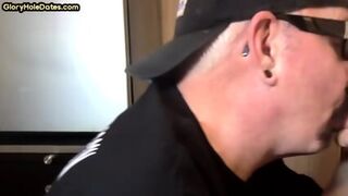 Cock Greedy DILF Sucks Gloryhole Dick In Homemade Closeup