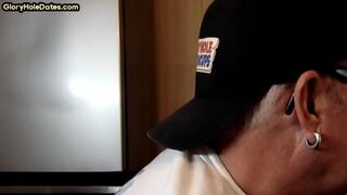 Gloryhole Mature Gay Sucks Cock In Closeup Homemade BJ