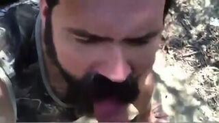 Bearded Daddy Gives Facial In The Woods