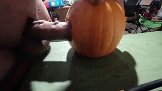 Pumpkin Fucking, Solo Male Fucks Pumpkin Until He Cums With Throbbing Cock