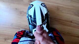 18 years old boy in MX gear cum on Fox helmet