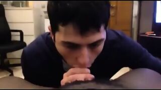 White Mexican Young Boy Sucking Black Cock Eating Cums