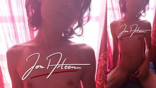 Read boy's lust on this horny twink's face, wanking dick, humping cock, big cumming, tasting own cum