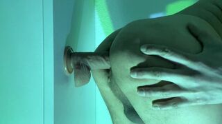 Huge ass gets fucked by a big dildo, while recording it for its owner