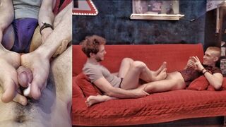 He Strokes My Huge Uncut Dick With His Soft Feet / Cum All Over His Feet