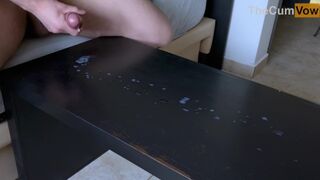 Huge Cumshot Over The Table