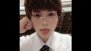 Air deep kiss for boys with glasses! Drooling and convulsions cum! 015