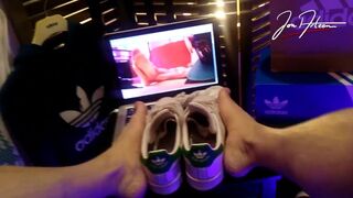 Twink Foot Fetish - Jon Arteen is a boy who loves Adidas sneakers, socks and feet on Apple laptop