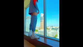 Polish Straight Sneak Master jerks off to the window big cock dick jerking off scally lad alpha chav