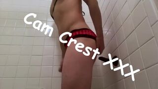 Panty slut in the shower