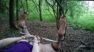 Pet Sissy enjoys Outdoor Selfbondage