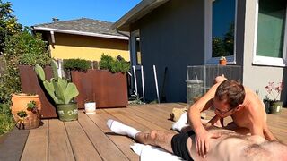 boy surprises daddy strips and sucks him outdoors