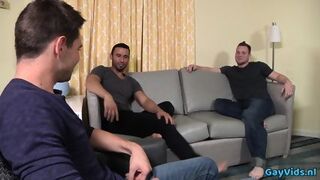 Muscle Gay Threesome With Facial Cum
