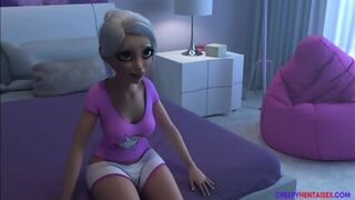 Shemale Teen Masturbates On Her Bed Before Getting Fucked