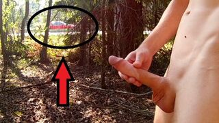 Distract the traffic by jerking off next to the highway! Huge POV cumshot!