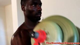Fit Amateur Ebony Hunk Wanking Big Cock