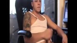 Tattooed Skater Strokes His Thick Cock