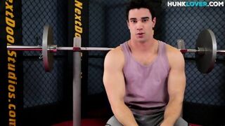 Ripped Gym Stud Masturbates On The Bench Press