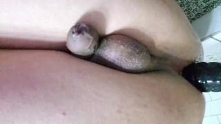 Femboy dildo masturbation