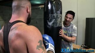 Muscled Dude Beats Lovers Pole
