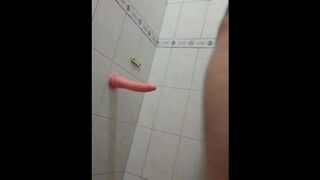 Masturbation with pink dildo and cumshot