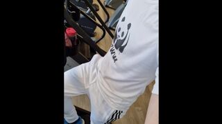 Naked in gym ends, jerking off and cumming on his chest Best training for bigger arms and dick
