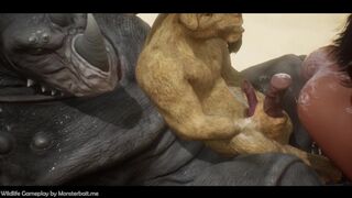 Demoness is teased and fucked with two monster dicks.