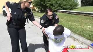 Uniformed Fems Give BLACK THUG Blowjob On The Stairs