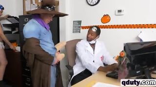 Stud Sucking Long Black Cock On Office Costume Party