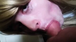 Young Blonde Sissy Crossdresser Swallows Huge Load