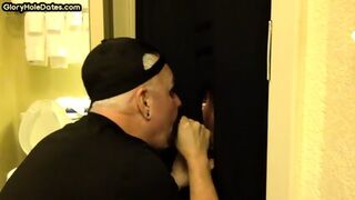 Gloryhole Gay Shows Sucking Skills While Jerking Dick